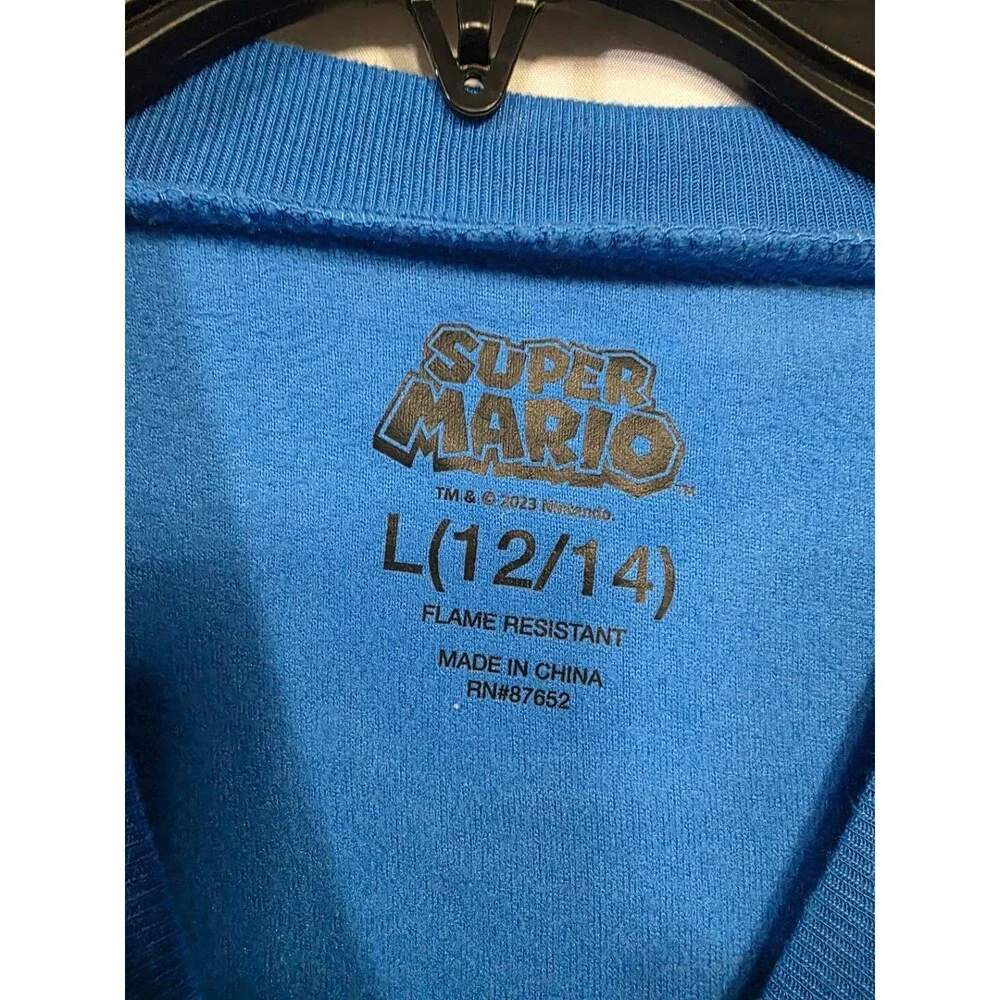 Super Mario Boys Long Sleeve Pajama Shirt Large 12/14 Nintendo Graphic - Picture 3 of 3